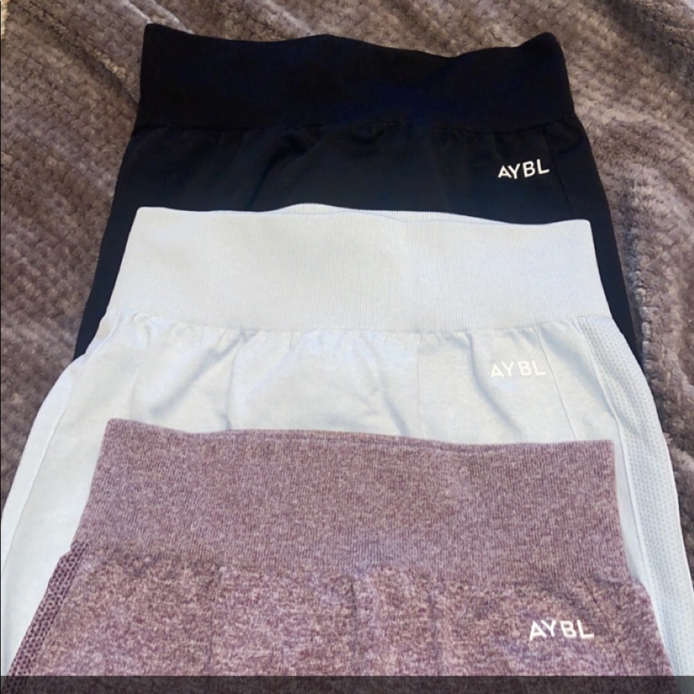 three pairs of aybl leggings
